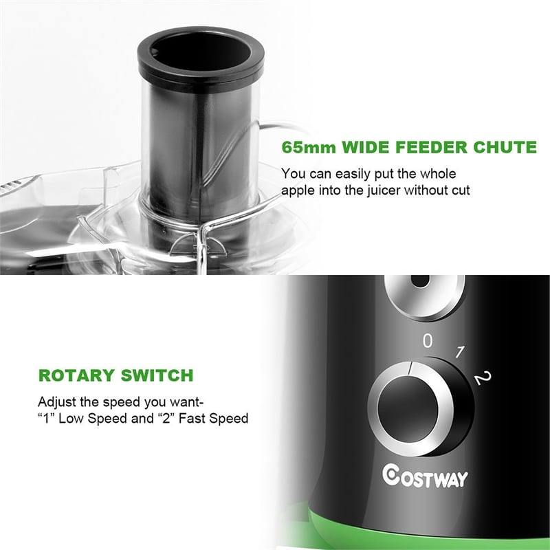 Electric Juicer Centrifugal Juicer with 3-Inch Wide Mouth Centrifugal Juice Extractor 2 Speed Black Metal