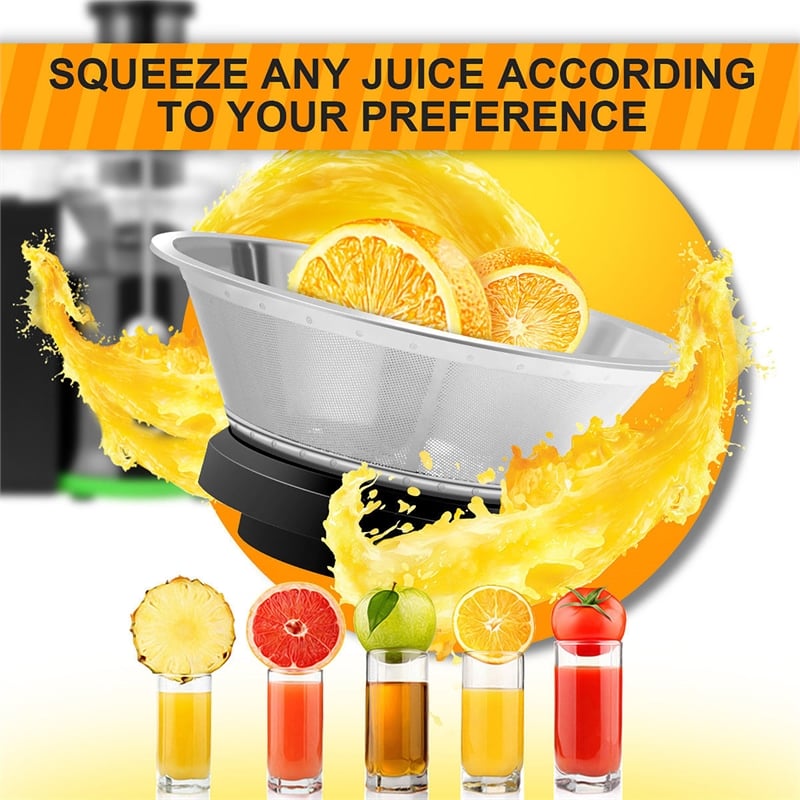 Electric Juicer Centrifugal Juicer with 3-Inch Wide Mouth Centrifugal Juice Extractor 2 Speed Black Metal