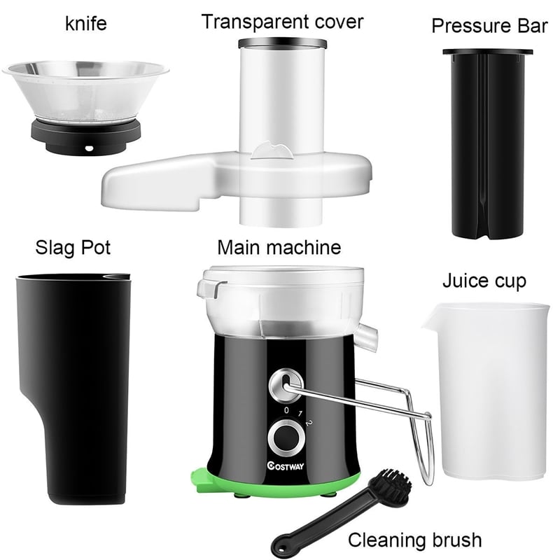 Electric Juicer Centrifugal Juicer with 3-Inch Wide Mouth Centrifugal Juice Extractor 2 Speed Black Metal