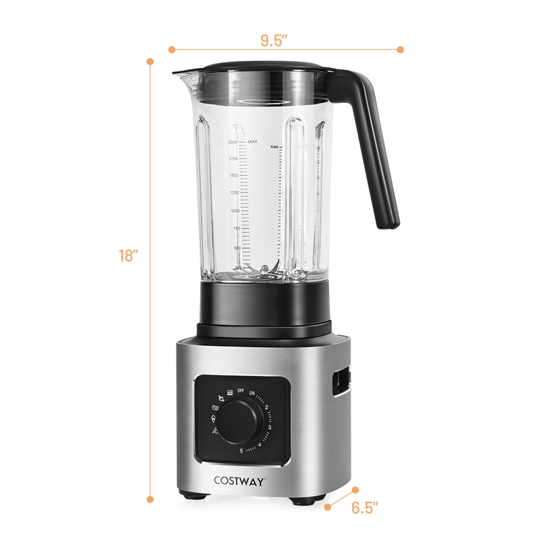 1500W 5 Speed Countertop Smoothi Blender Silver Metal