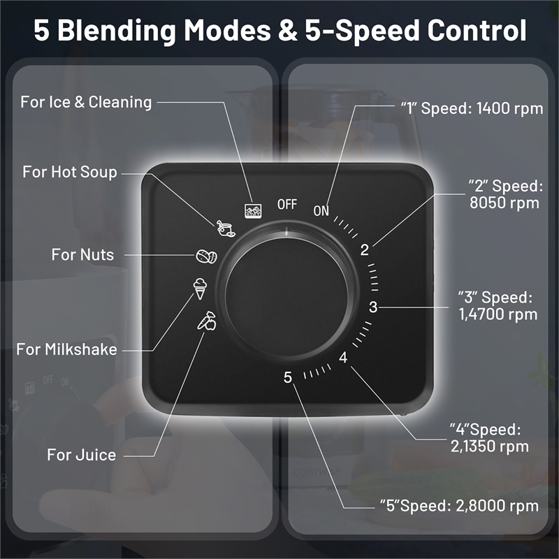 1500W 5 Speed Countertop Smoothi Blender Silver Metal
