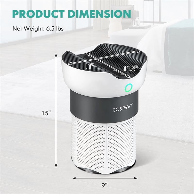 Air Purifier for Home Office up to 1300 Sq Ft H13 True HEPA Filter Air Cleaner White Plastic