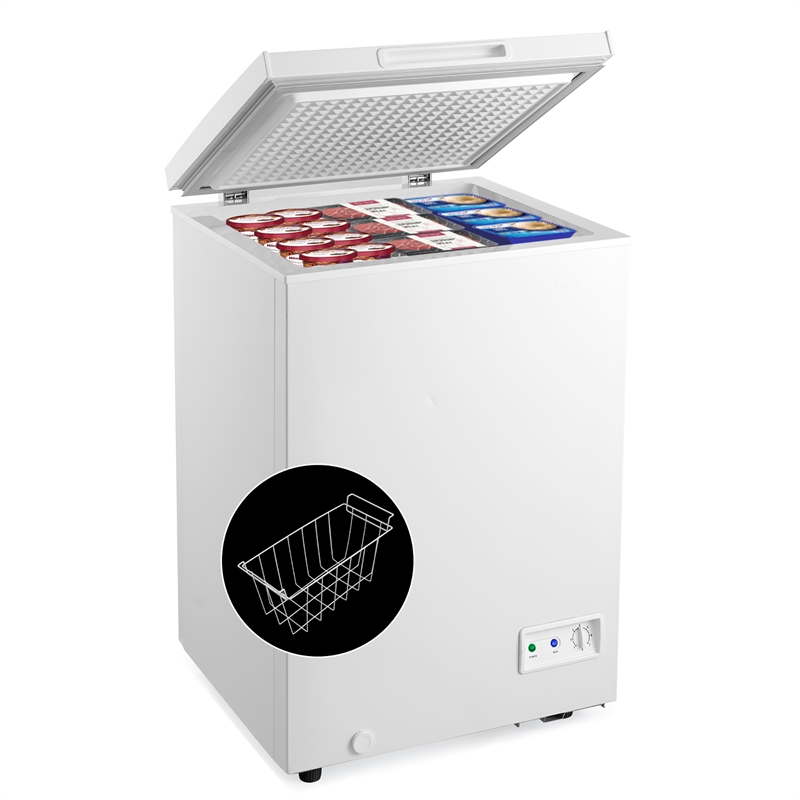3.5 Cubic Feet Chest Freezer w/Removable Storage Basket Deep Freezer White