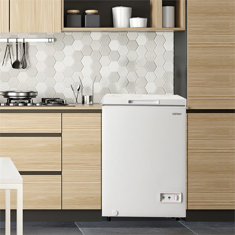 3.5 Cubic Feet Chest Freezer w/Removable Storage Basket Deep Freezer White