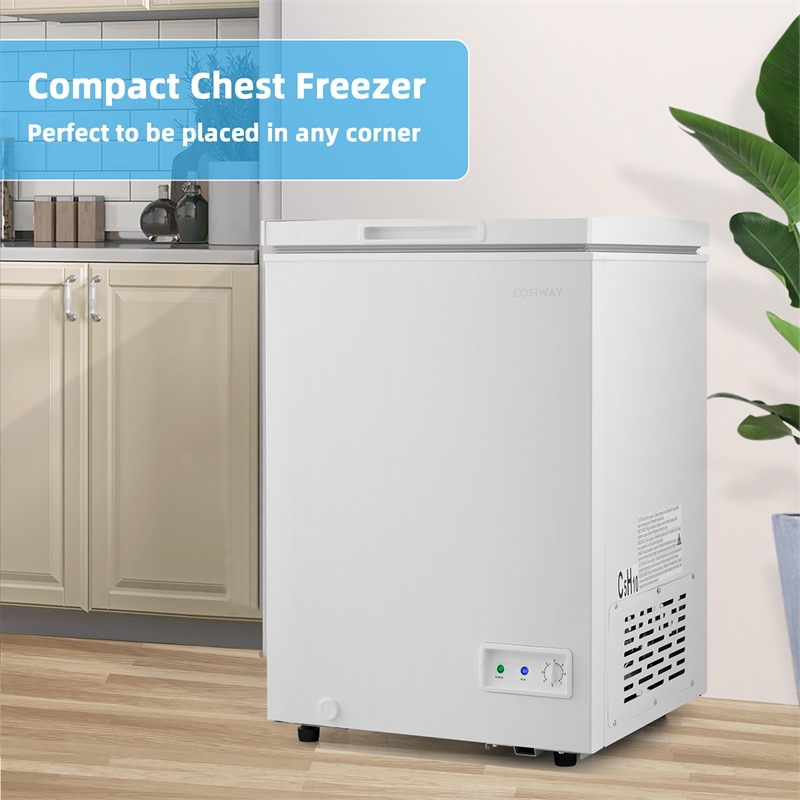 3.5 Cubic Feet Chest Freezer w/Removable Storage Basket Deep Freezer White