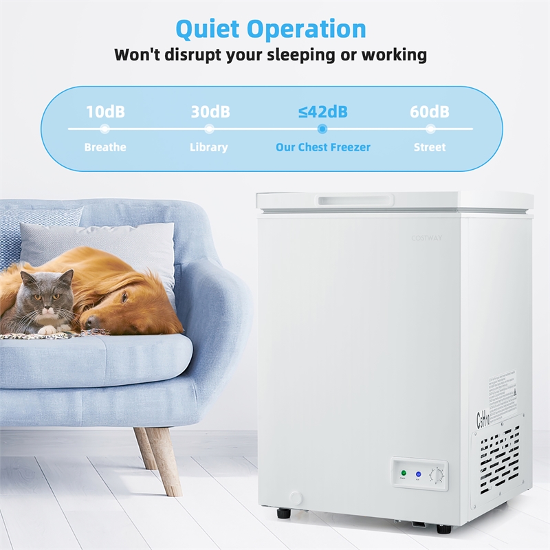 3.5 Cubic Feet Chest Freezer w/Removable Storage Basket Deep Freezer White