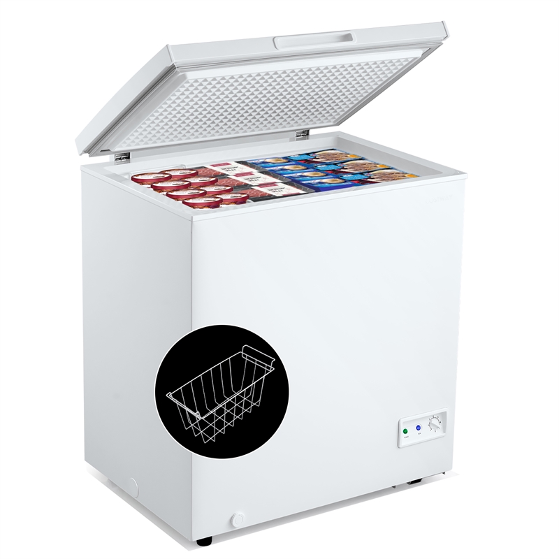 5 Cubic Feet Chest Freezer w/Removable Storage Basket Deep Freezer White