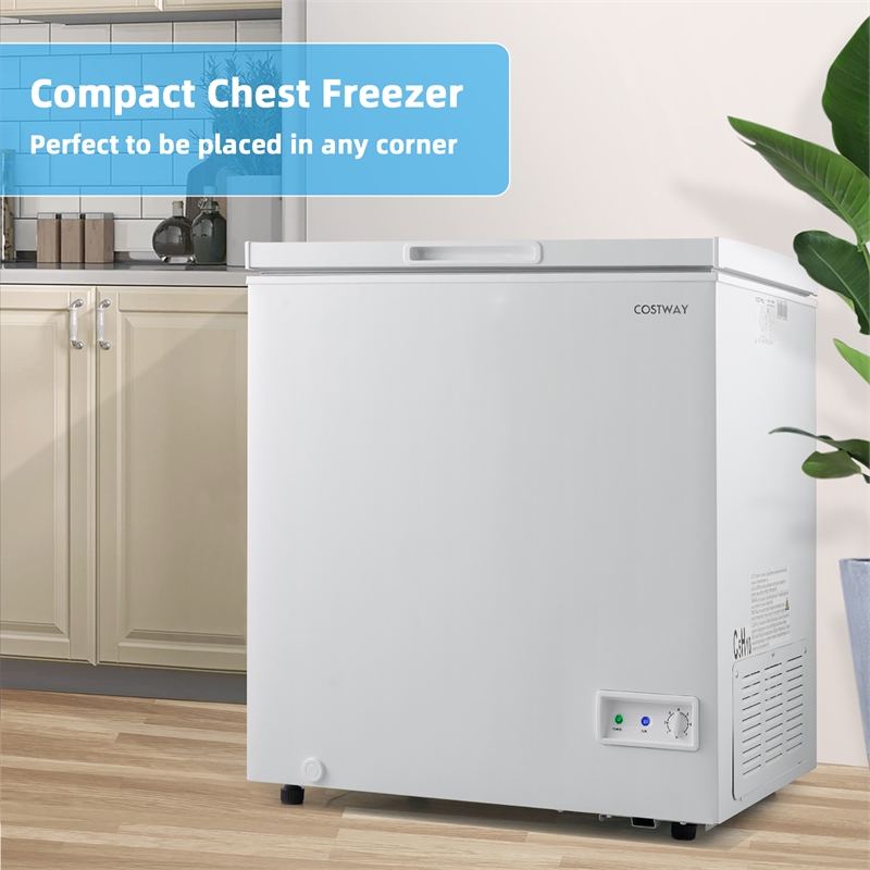 5 Cubic Feet Chest Freezer w/Removable Storage Basket Deep Freezer White