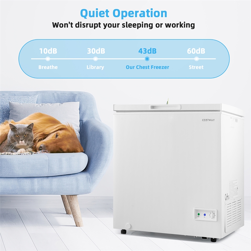 5 Cubic Feet Chest Freezer w/Removable Storage Basket Deep Freezer White