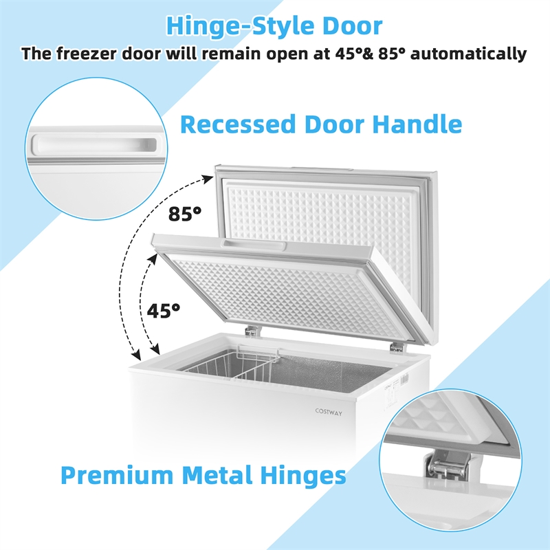5 Cubic Feet Chest Freezer w/Removable Storage Basket Deep Freezer White