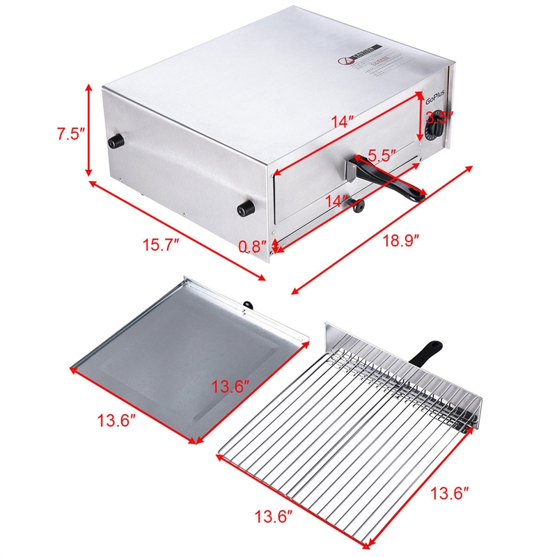 Kitchen Commercial Pizza Stainless Steel Counter Top Snack Pan Oven Bake Silver