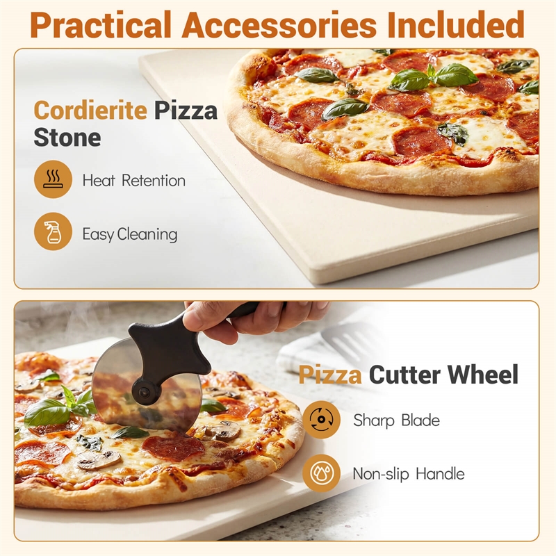 Pizza Oven for 12 inch Pizzas with 6 Presets and 2 Min Rapid Baking Black