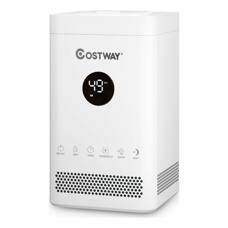 3.5L Quiet Top Fill Air Humidifier w/ 3-Level Mist Timer Sleep Mode for Bedroom White Plastic