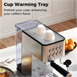 Espresso Machine 20 Bar woth Milk Frother Removable Water Tank & Hot Water Silver Plastic