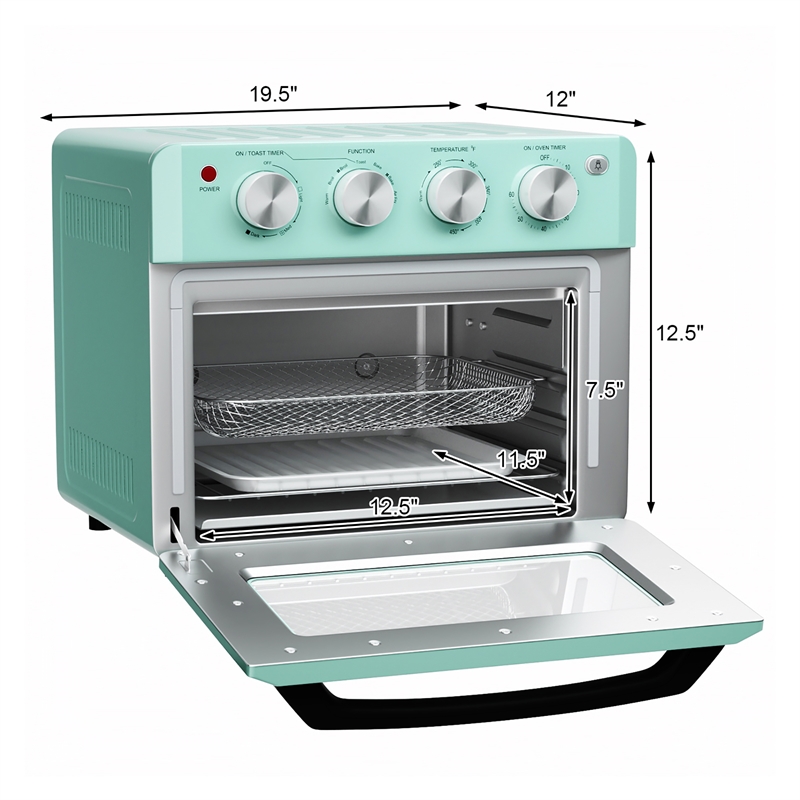 Air Fryer Toaster Oven 19 QT Dehydrate Convection Ovens w/ 5 Accessories Green