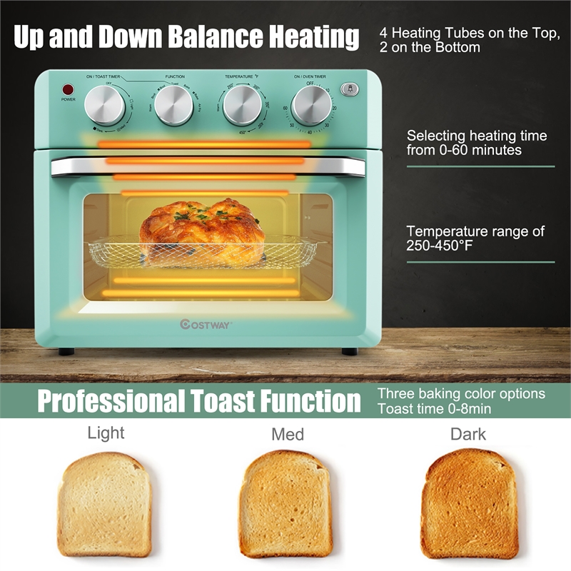 Air Fryer Toaster Oven 19 QT Dehydrate Convection Ovens w/ 5 Accessories Green