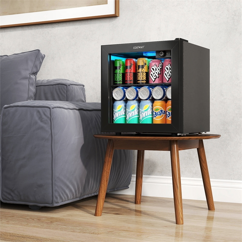 Beverage Refrigerator Cooler 1.3 Cu. Ft. 12 Bottles 55 Cans Mini Fridge for Wine Black Metal