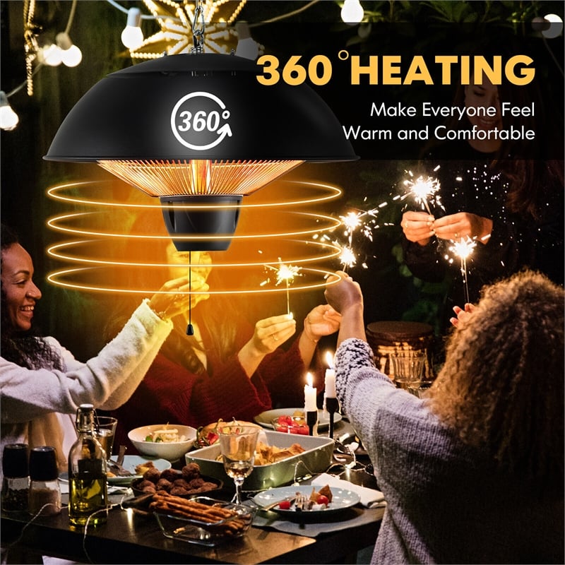 1500W Electric Outdoor Hanging Patio Heater w/ IPX4 Waterproof