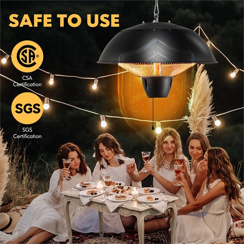 1500W Electric Outdoor Hanging Patio Heater w/ IPX4 Waterproof