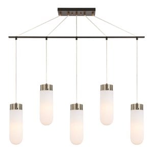 Woodbridge Lighting Tanner 42&quot 5-Light LED Opal Bullet Chandelier in Bronze