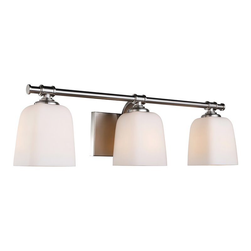 Woodbridge Lighting Blaire 3-Light Steel and Glass Bath Light in Satin Nickel