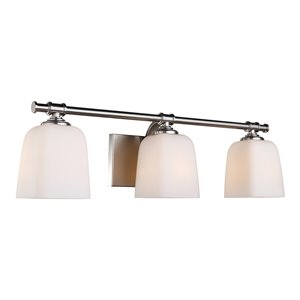 Woodbridge Lighting Blaire 3-Light Steel and Glass Bath Light in Satin Nickel