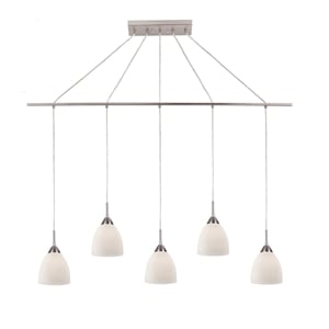 Woodbridge Lighting Hampton Ridge 5-Light Linear Pendant in Satin Nickel/Opal
