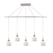 Woodbridge Lighting Hampton Ridge 5-Light Linear Pendant in Satin Nickel/Opal
