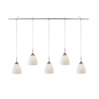 Woodbridge Lighting Hampton Ridge 5-Light Linear Pendant in Satin Nickel/Opal