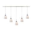 Woodbridge Lighting Hampton Ridge 5-Light Linear Pendant in Satin Nickel/Opal