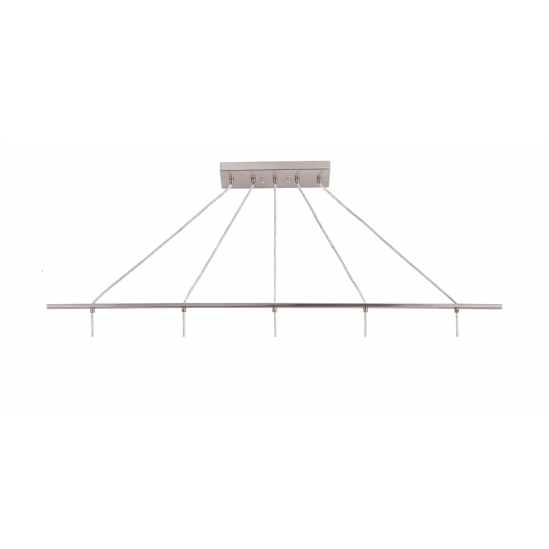Woodbridge Lighting Hampton Ridge 5-Light Linear Pendant in Satin Nickel/Opal