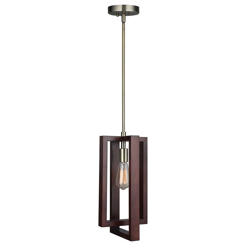 Woodbridge Lighting Stella Hoops Double Rectangular Wood Mid Pendant in Brass
