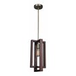 Woodbridge Lighting Stella Hoops Double Rectangular Wood Mid Pendant in Brass