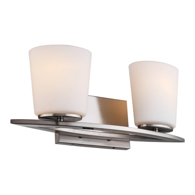 Woodbridge Lighting Meridian 2-Light Steel and Glass Bath Light in Satin Nickel