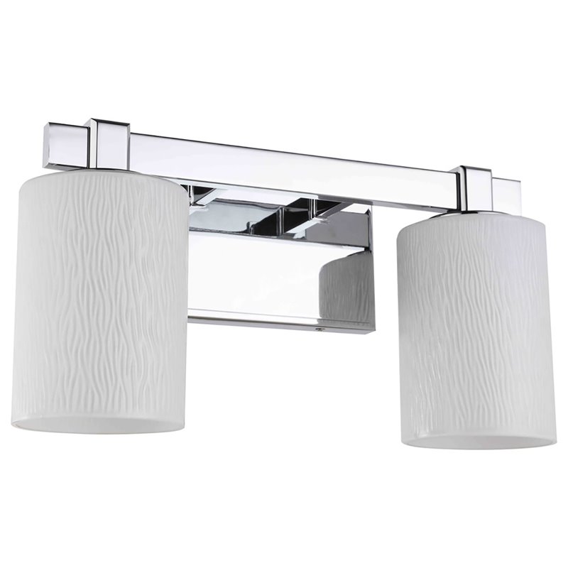 Woodbridge Lighting Salina 2-Light Steel and Glass Bath Light in Chrome