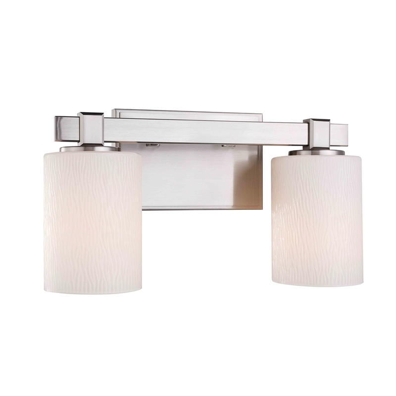 Woodbridge Lighting Salina 2-Light Steel and Glass Bath Light in Satin Nickel