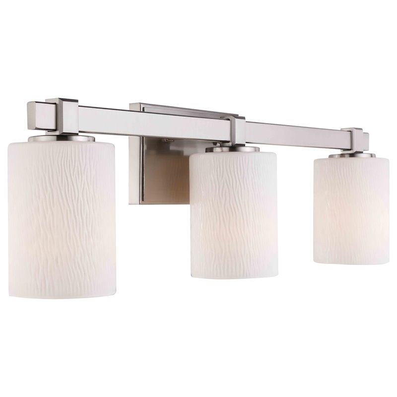 Woodbridge Lighting Salina 3-Light Steel and Glass Bath Light in Satin Nickel