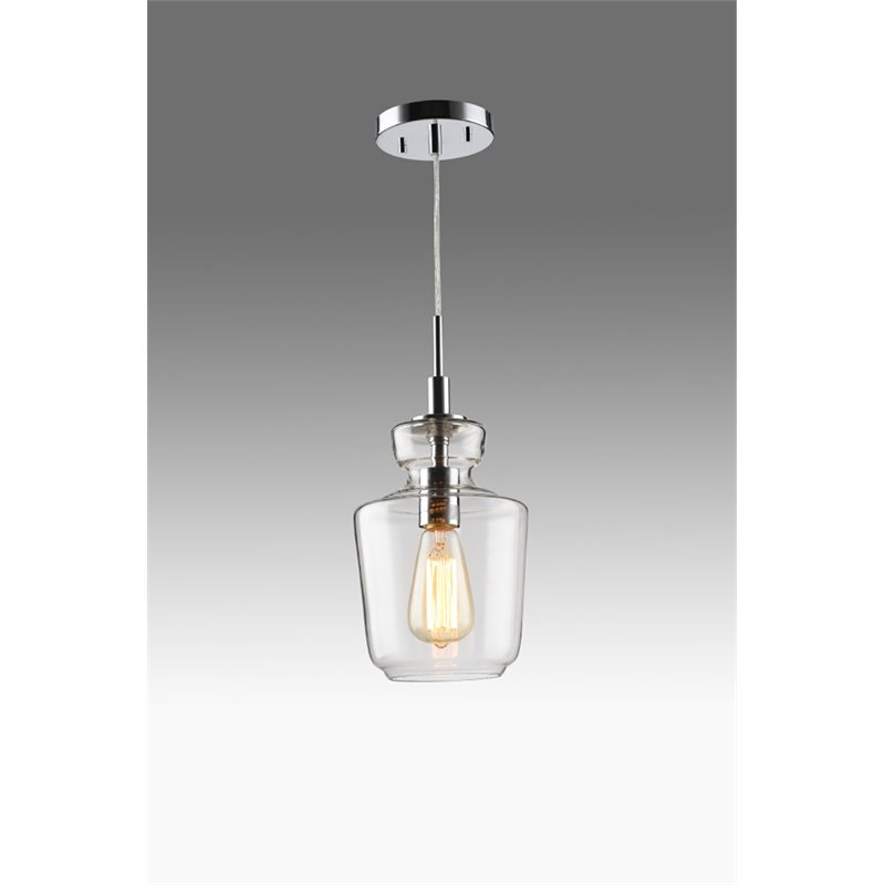 Woodbridge Lighting Sonya 1 Light Jar Glass Mini Pendant in Chrome