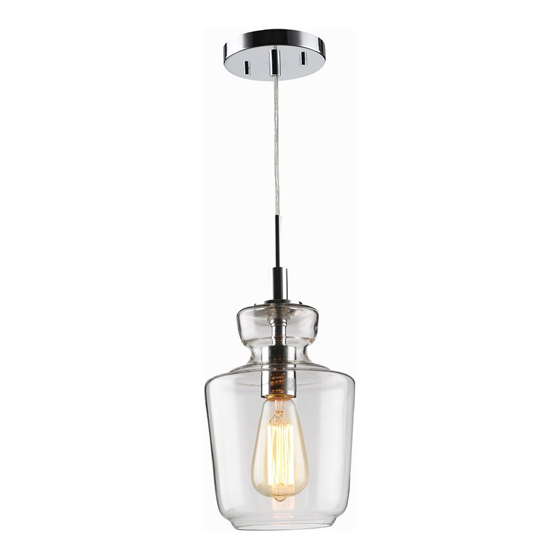 Woodbridge Lighting Sonya 1 Light Jar Glass Mini Pendant in Chrome
