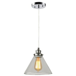 Woodbridge Lighting Taylor 1 Light Steel and Glass Pendant in Satin Nickel