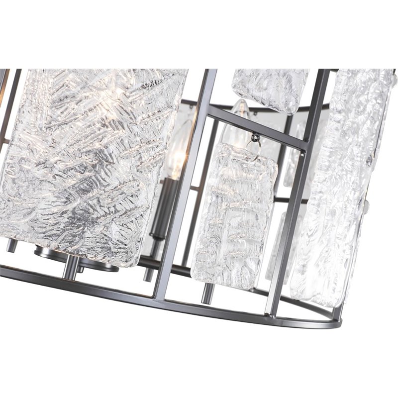 Woodbridge Lighting Jasmine 5-Light Steel and Glass Dining Pendant in Bronze
