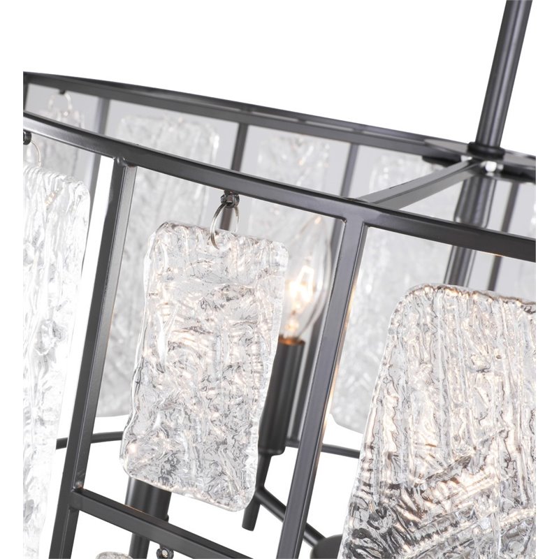 Woodbridge Lighting Jasmine 5-Light Steel and Glass Dining Pendant in Bronze