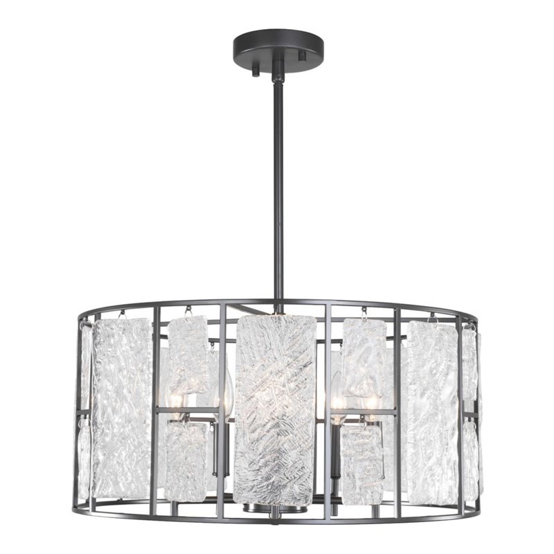 Woodbridge Lighting Jasmine 5-Light Steel and Glass Dining Pendant in Bronze