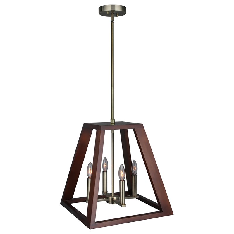 Woodbridge Lighting Walden Steel and Solid Wood Pendant in Brass