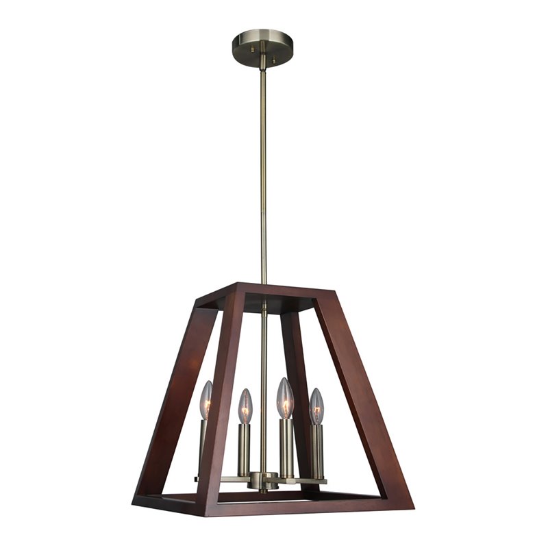 Woodbridge Lighting Walden Steel and Solid Wood Pendant in Brass