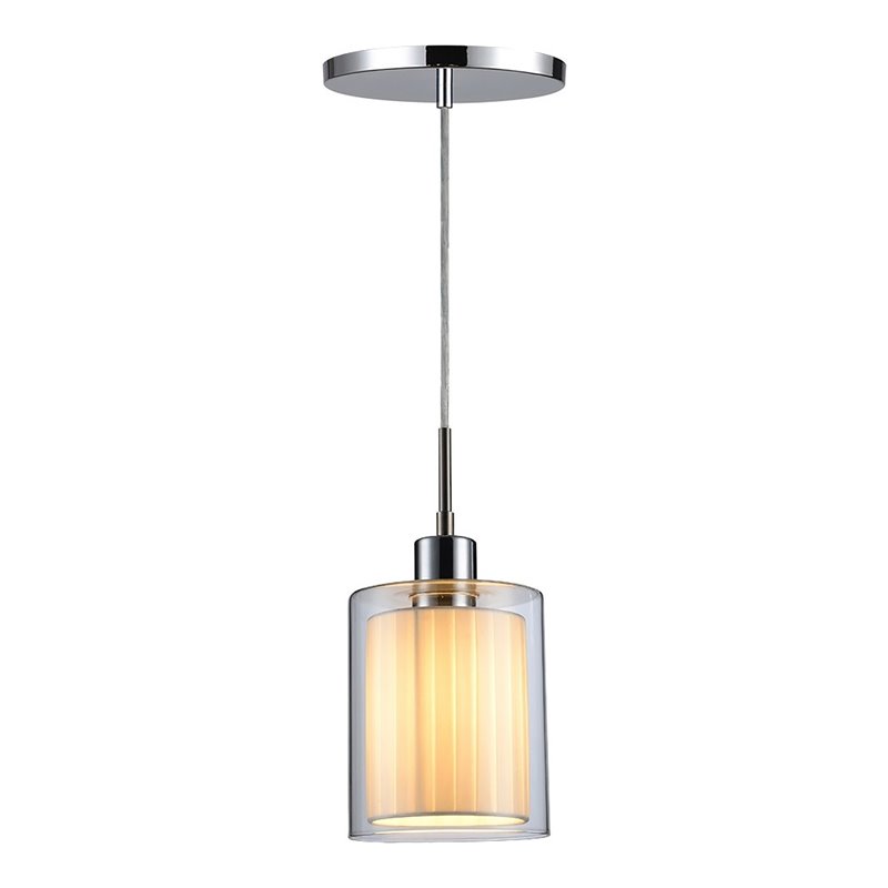 Woodbridge Lighting Alaina 1 Light Mini Pendant in Chrome Off White Pleated