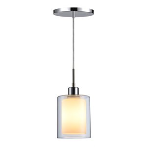 Woodbridge Lighting Alaina 1 Light Mini Pendant in Chrome/Opal Glass