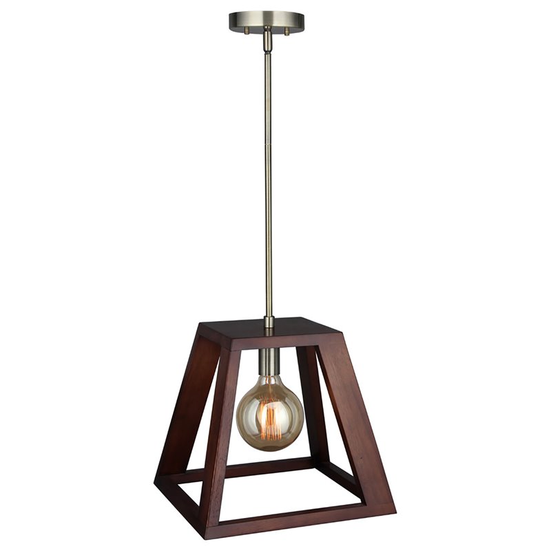 Woodbridge Lighting Walden Wood Mini Pendant with G125 Bulb in Brass