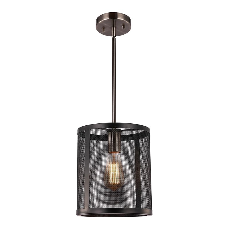Woodbridge Lighting Drake Mid Pendant with ST64 Bulb in Antique Nickel/Black