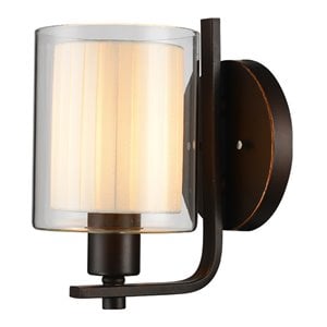 Woodbridge Lighting Alaina 1 Light Wall Sconce in Bronze Off White Pleated